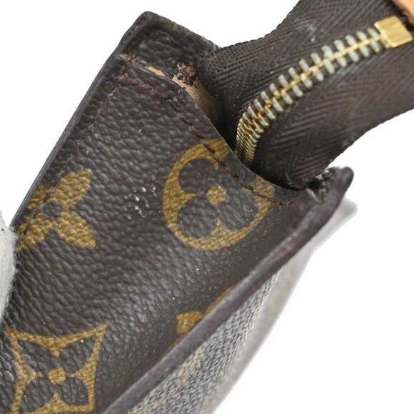 LOUIS VUITTON Logo BUCKET PM Pouch Bag Monogram Leather Brown France - Picture 14 of 15